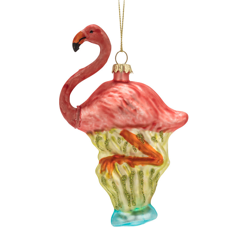 Pink Flamingo Glass Ornament - Putti Christmas Canada