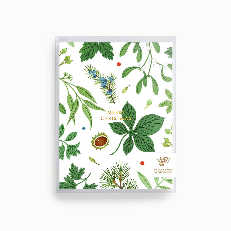 Merry Christmas Greenery Boxed Christmas Cards Card