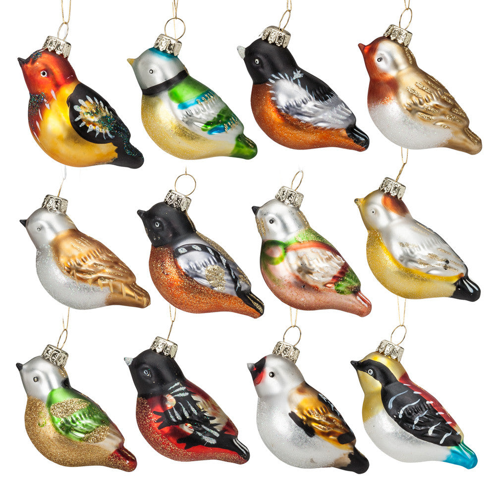 Songbird Bird Glass Ornaments, AC-Abbott Collection, Putti Fine Furnishings