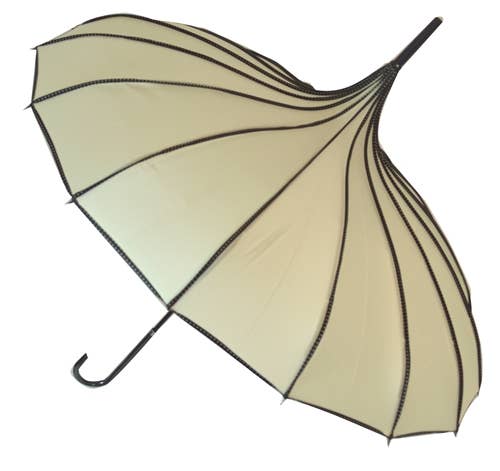 Boutique Ribbed Pagoda Umbrella - Beige