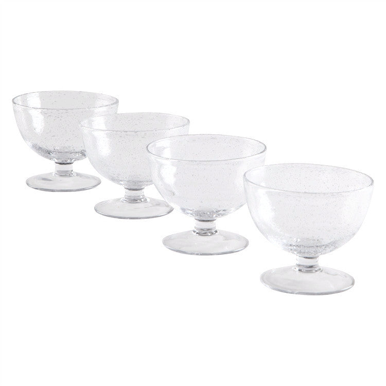 Clear Bubble Glass Pedestal Desert Bowl | Putti Fine Furnishings 