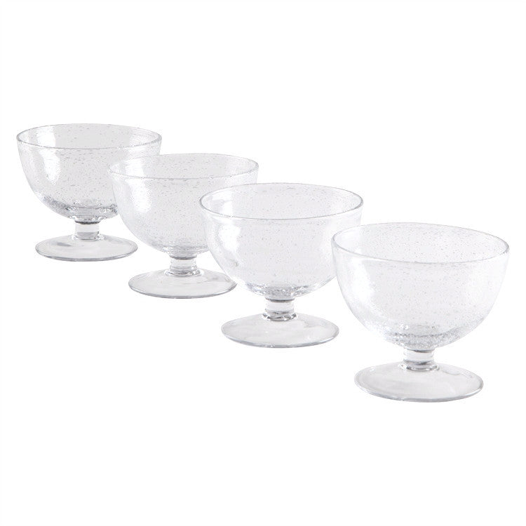 Clear Bubble Glass Pedestal Desert Bowl | Putti Fine Furnishings