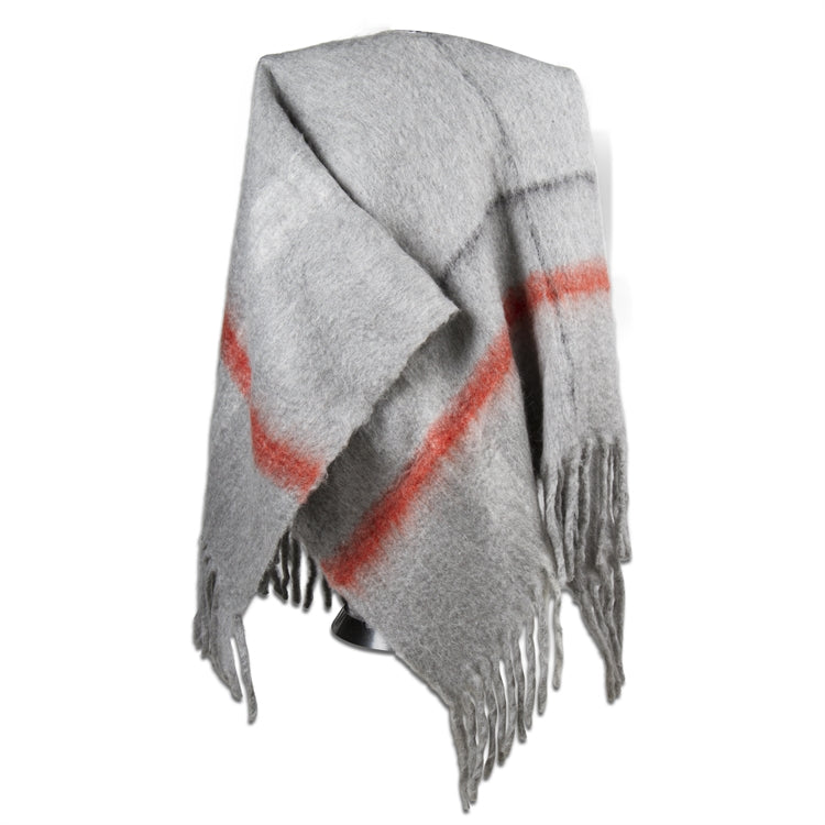 Wool Poncho - Grey with Red, TAG-Design Home Associates, Putti Fine Furnishings