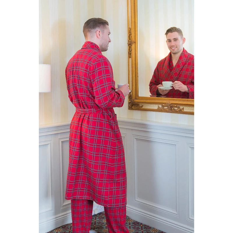 Men's Red Tartan Flannel Robe | Putti Fine Fashions