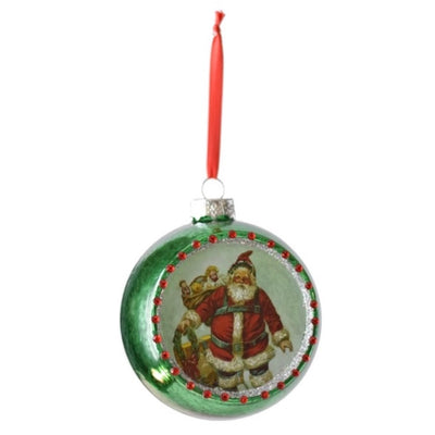 Santa Diorama Glass Ornament