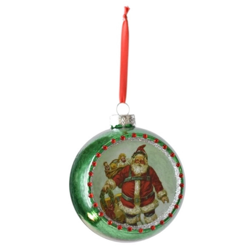 Santa Diorama Glass Ornament