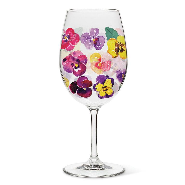 Pansies Wine Glass |  Putti Fine Furnishings Canada