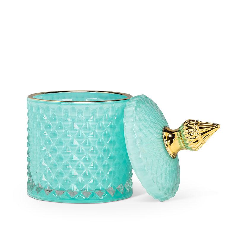 Quilted Covered Jar - Turquoise | Putti Fine Furnishings 