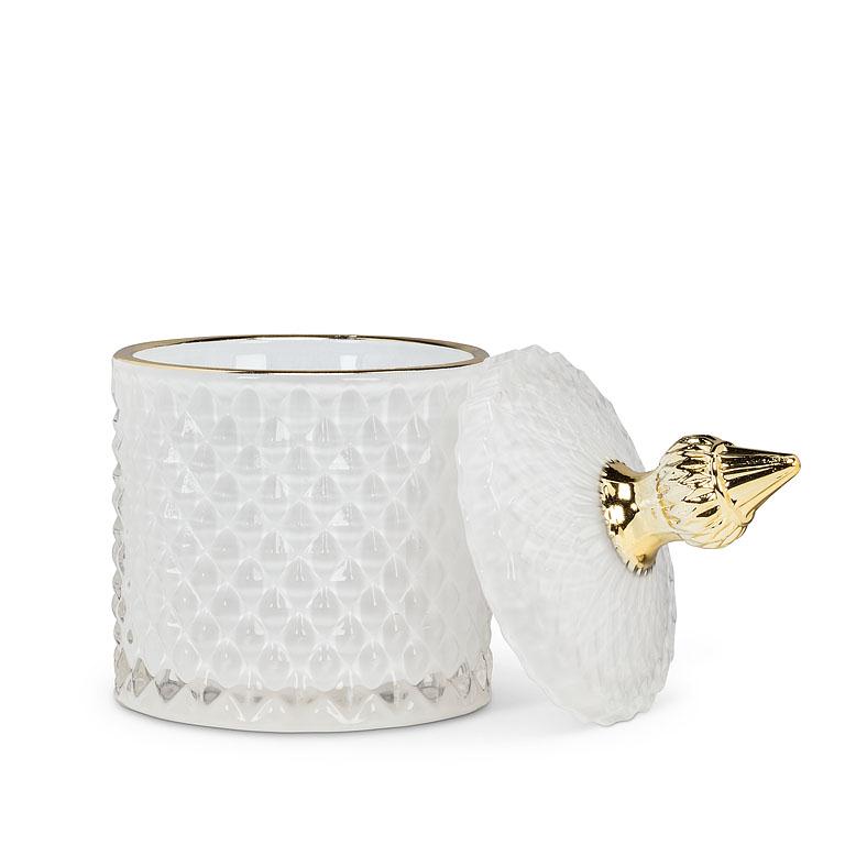 Quilted Covered Jar - White | Putti Fine Furnishings 
