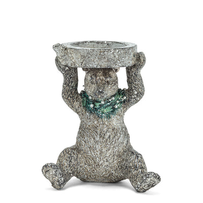 Bear with Wreath Candle Holder