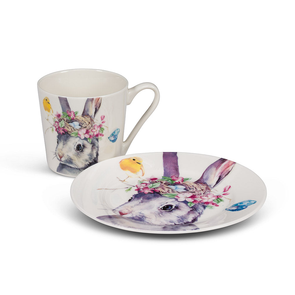 Rabbit with Nest Small Plate | Putti Fine Furnishings Canada