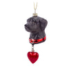 Black Lab with Heart Glass Ornament | Putti Christmas Canada