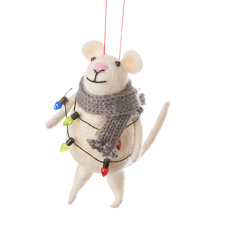 Felt Mouse with Lights Ornament | Putti Christmas Celebrations