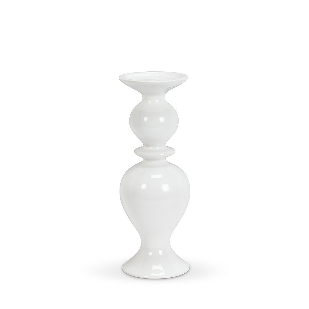 Medium Shapely White Pillar Candle Holder | Putti Fine Furnishings