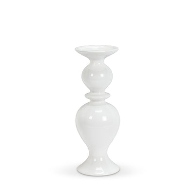 Medium Shapely White Pillar Candle Holder | Putti Fine Furnishings