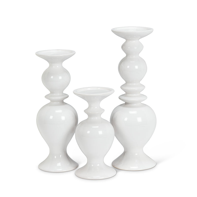Small Shapely White Pillar Candle Holder | Putti Fine Furnishings 