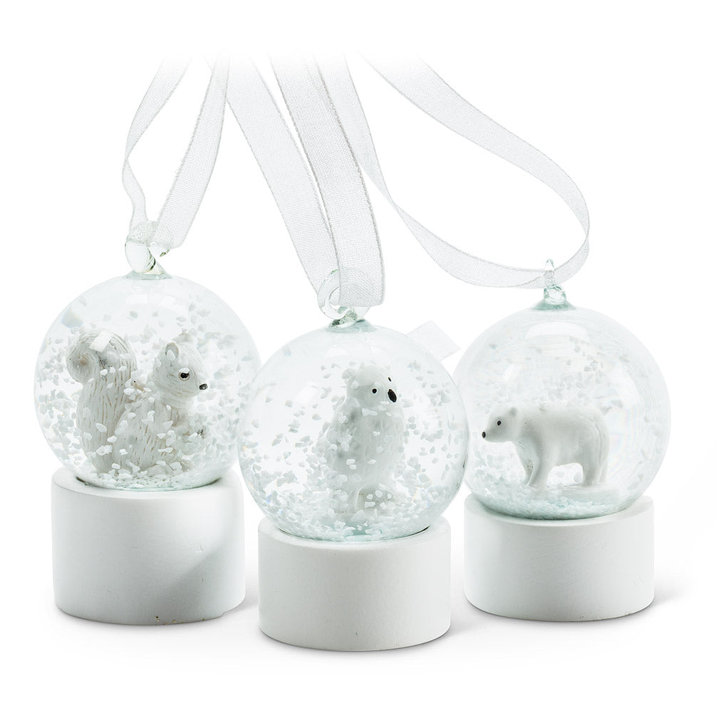 Winter White Owl Snow Globe Ornament | Putti Christmas Celebrations
