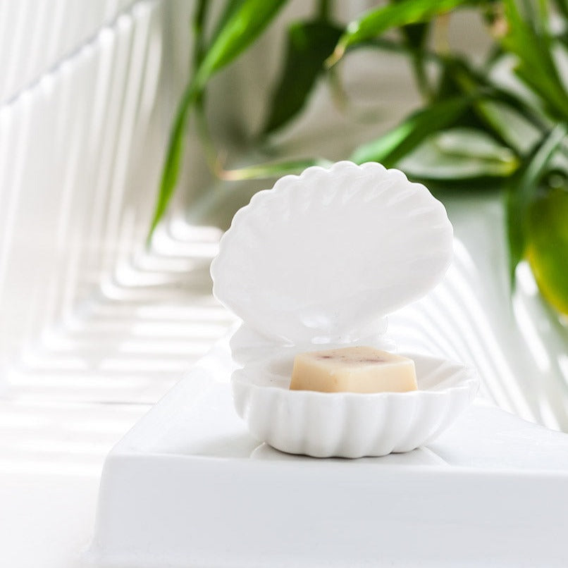 White Double Clam Shell Dish