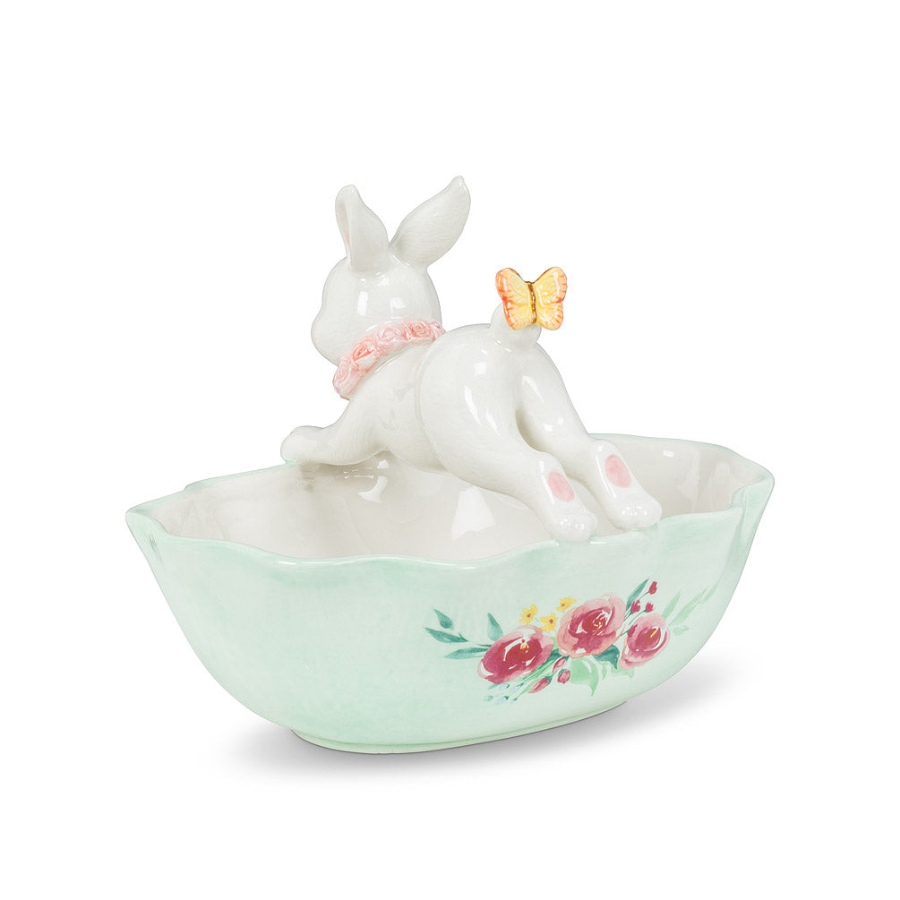 Leaping Bunny Handled Dish | Putti Fine Furnishings