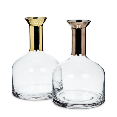 Large Wide Carafe with Metallic Top - Pewtwr