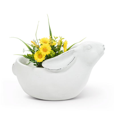 Shallow Whihte Rabbit Planter | Putti Fine Furnishings Canada