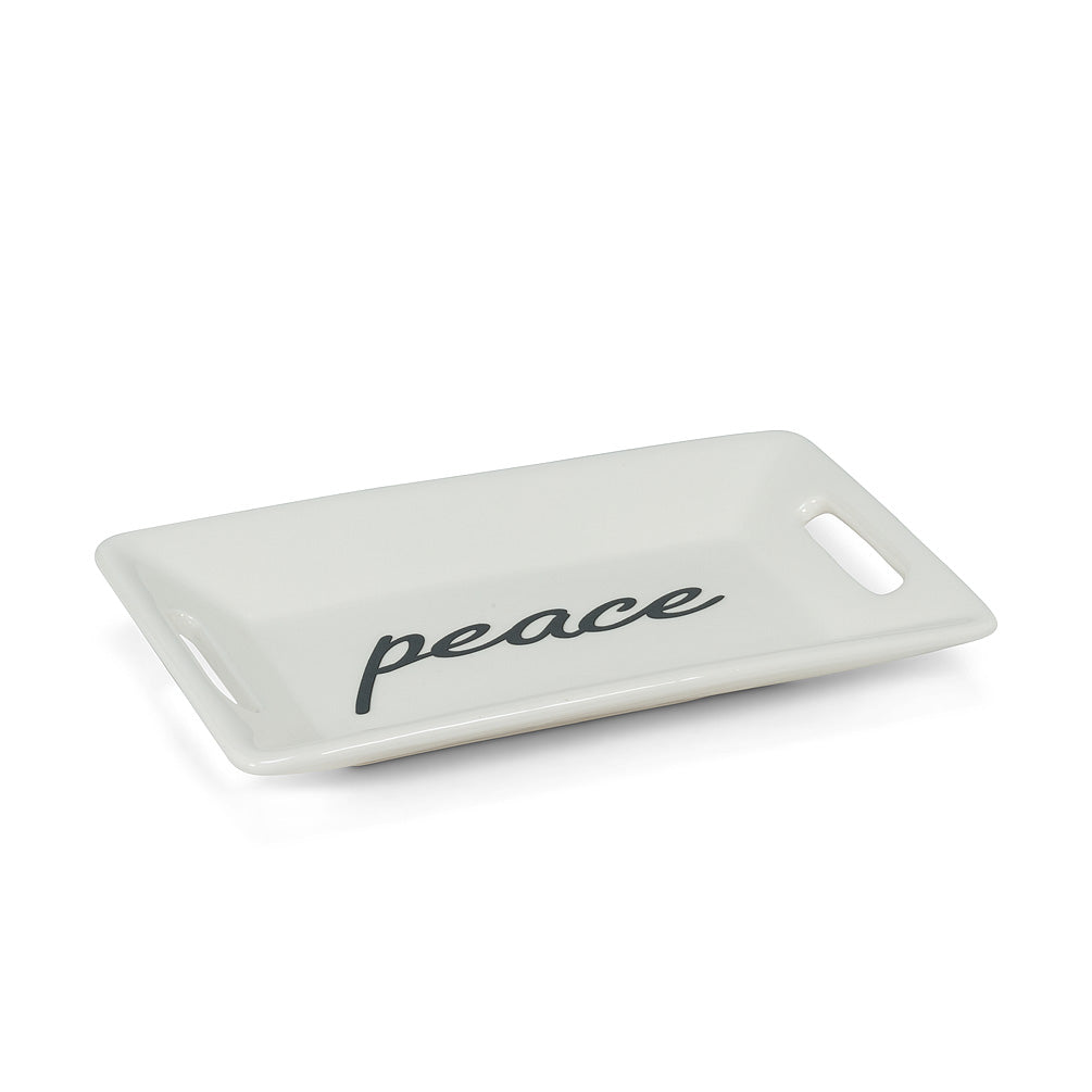 Small Peace Rectangle Dish | Putti Christmas Canada