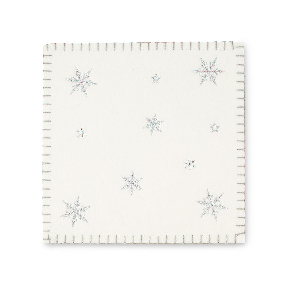  White Felt Trivet with Snowflake, AC-Abbott Collection, Putti Fine Furnishings