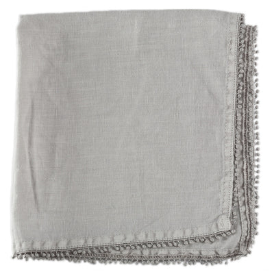 Linen Napkin with Ball Trim - Dove Grey - Tableware - AC-Abbot Collection - Putti Fine Furnishings Toronto Canada - 1
