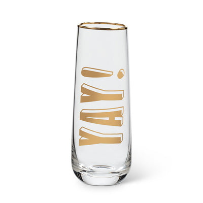 Gold  "Yay" Stemless Flute, AC-Abbott Collection, Putti Fine Furnishings