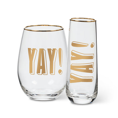Gold  "Yay" Stemless Flute, AC-Abbott Collection, Putti Fine Furnishings