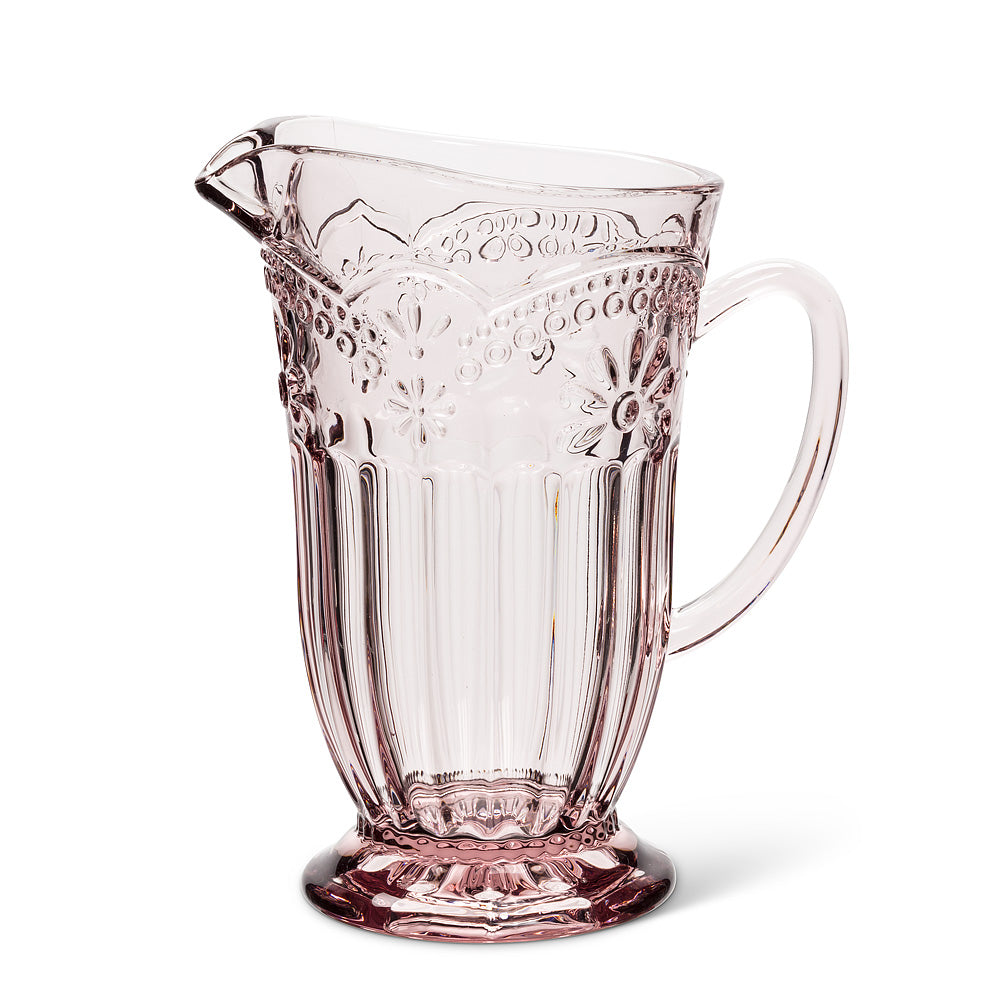 Pink Flower Glass Jug, AC-Abbott Collection, Putti Fine Furnishings