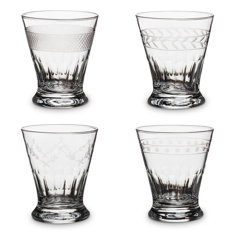 Old fashioned Glass with Etching, AC-Abbott Collection, Putti Fine Furnishings