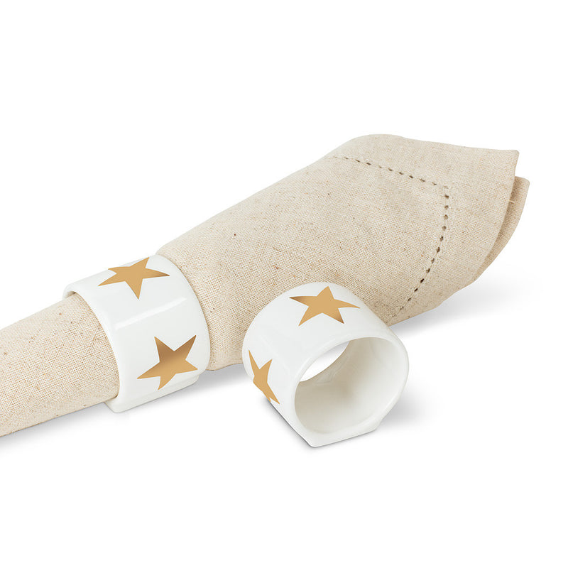  Gold Star Ceramic Napkin Ring, AC-Abbott Collection, Putti Fine Furnishings