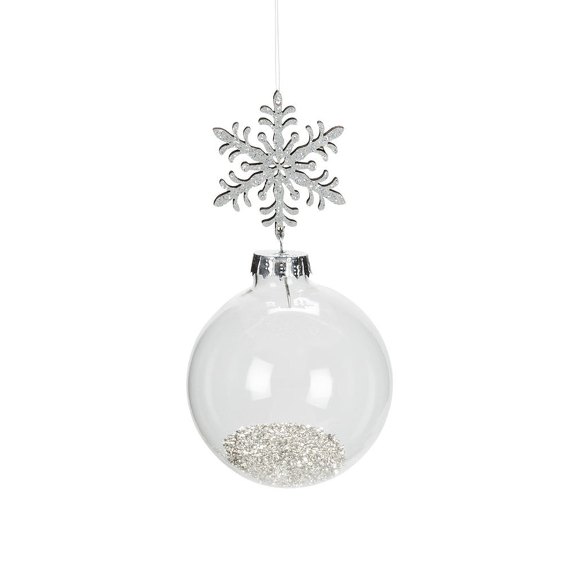 Snowflake and Ball Ornament with Silver Dust - Christmas - AC-Abbot Collection - Putti Fine Furnishings Toronto Canada