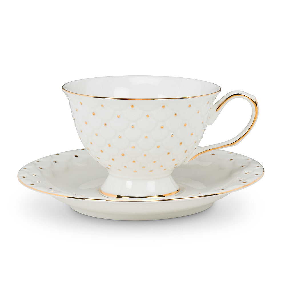 Cup & Saucer with Dot and Scallop, AC-Abbott Collection, Putti Fine Furnishings
