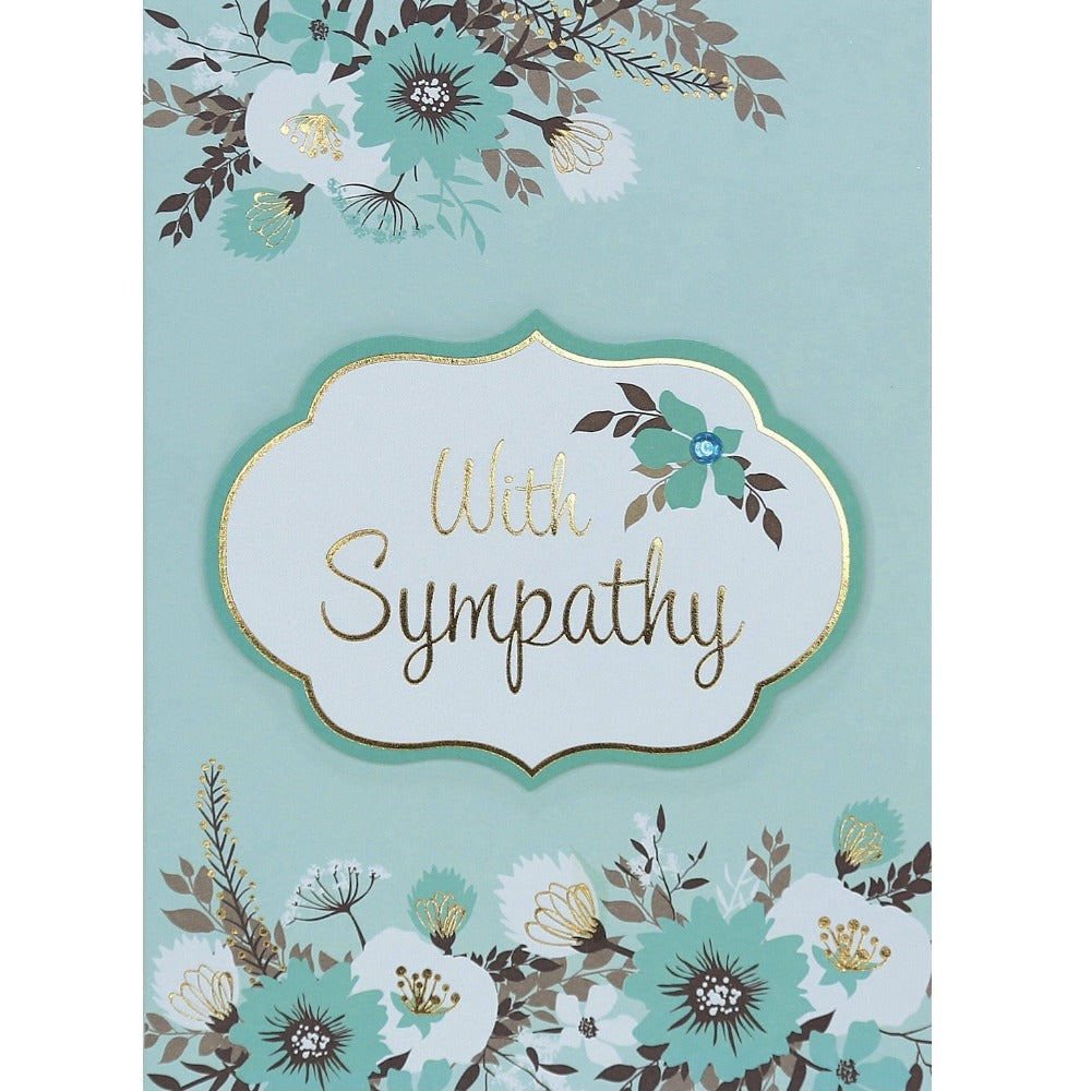 Graphique de France "With Sympathy" Aqua Floral Greeting Card | Putti