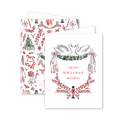 Nutcracker Toile "Sweet Holiday Wishes" Greeting Card | Putti Fine Furnishings