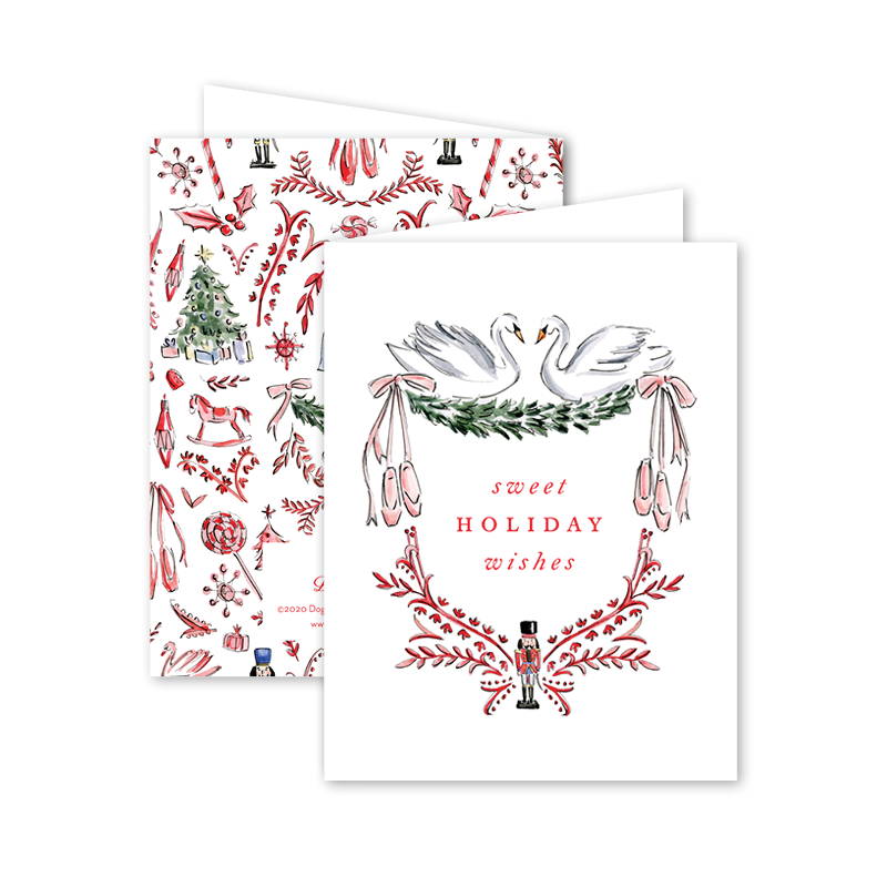 Nutcracker Toile "Sweet Holiday Wishes" Greeting Card | Putti Fine Furnishings