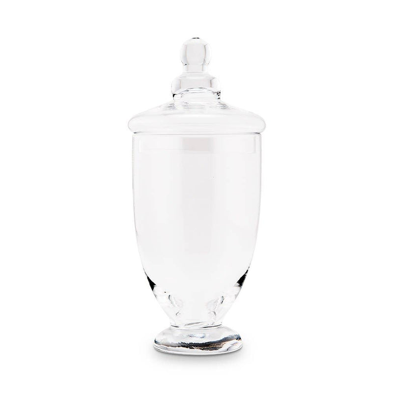Small Glass Apothecary Candy Jar - Footed Vase with Lid