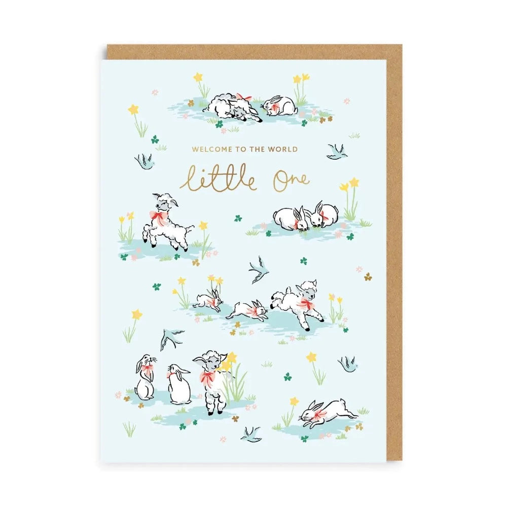 "Hello Little One Lambs Greeting Card" Greeting Card | Putti Celebrations