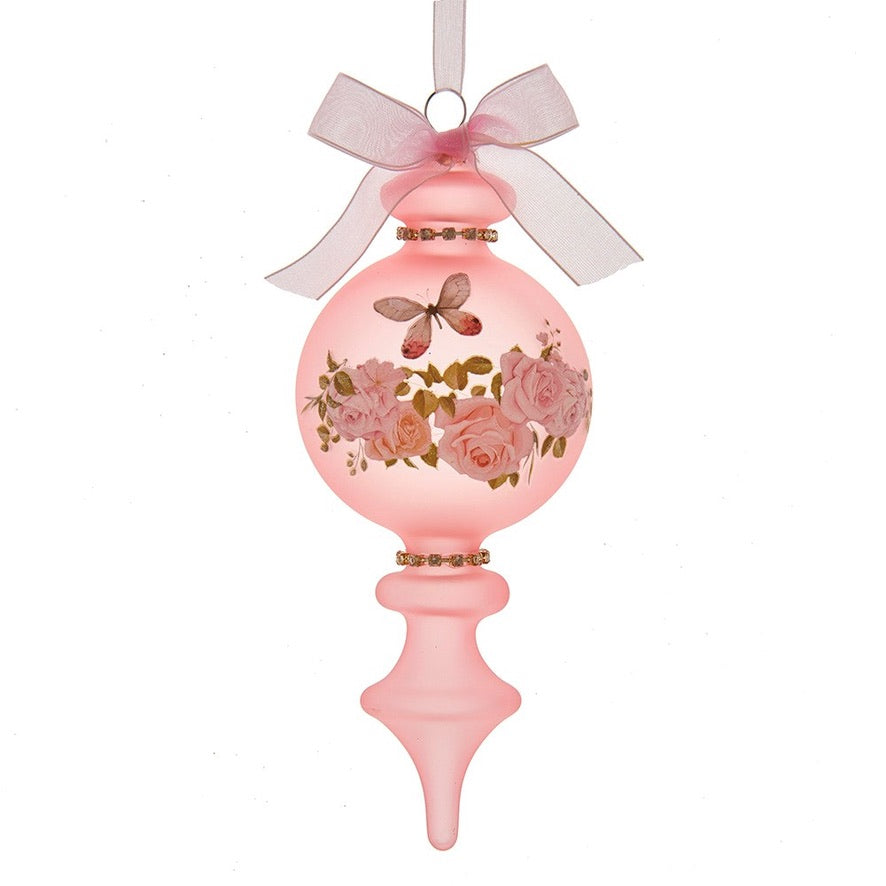 Kurt Adler Blush Boho Chic Pink Glass Finial Ornament | Putti Christmas