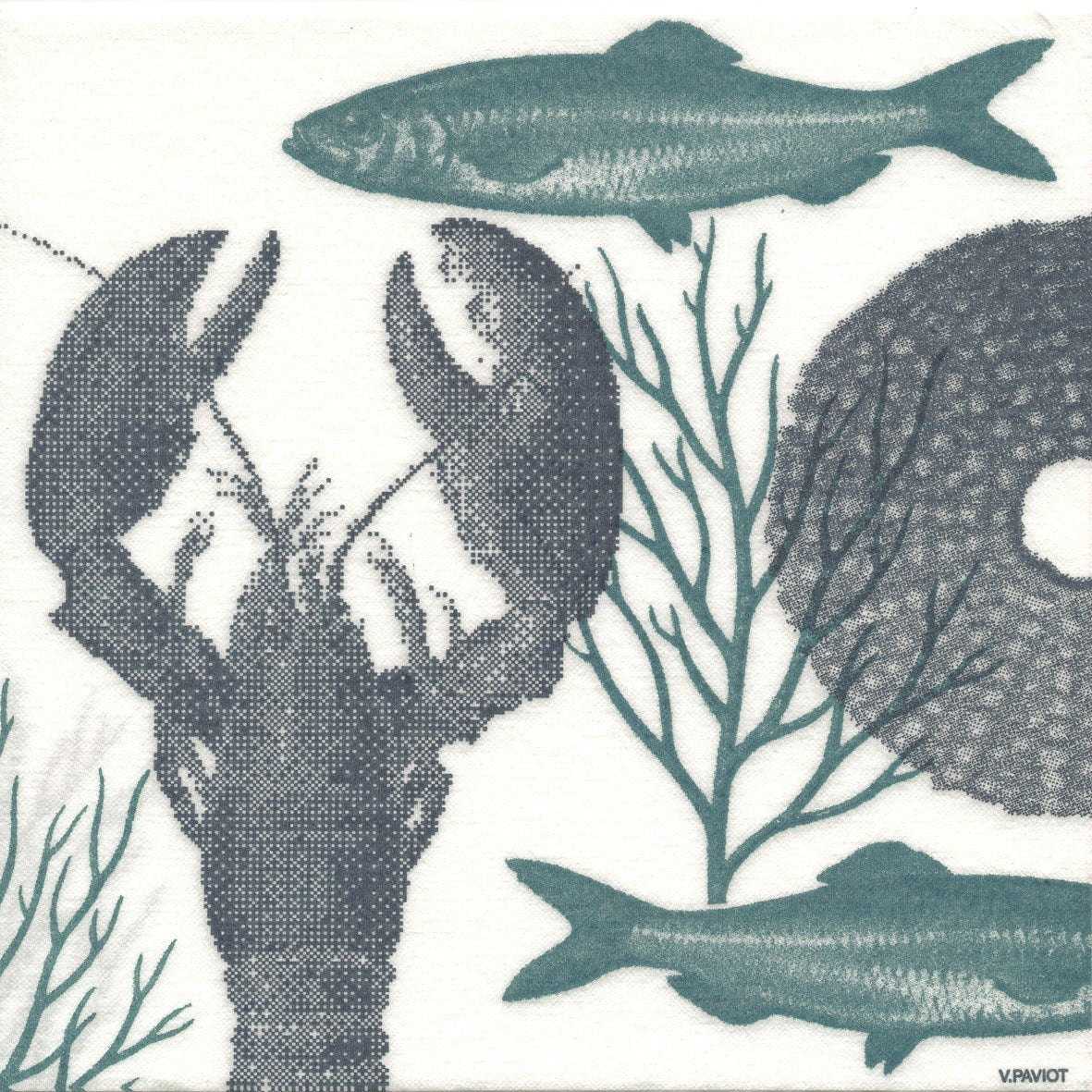 Francoise Paviot "Lobster Blu" Dinner Napkin | Putti Fine Furnishings