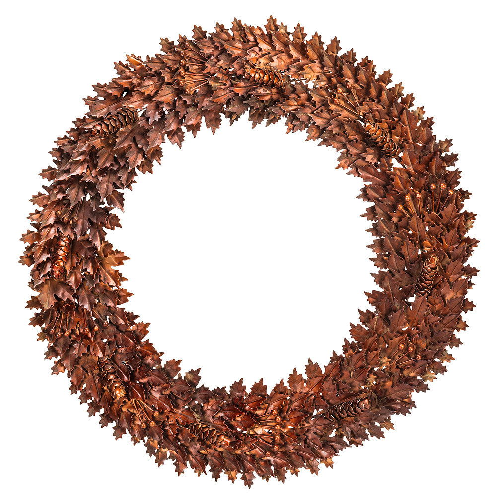Brown Metal Leaf and Pinecone Wreath - Large | Putti Fine Furnishings Canada