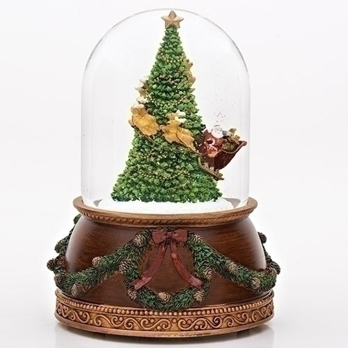 Santa's Sleigh Around a Christmas Tree  Musical Rotating Snow Globe