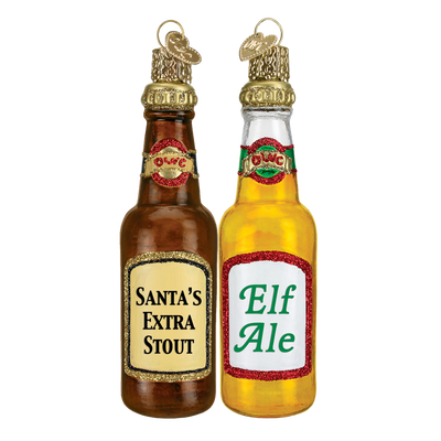Old World Christmas Santa's Beer Bottle Glass Christmas Ornament -  Christmas - Old World Christmas - Putti Fine Furnishings Toronto Canada - 1