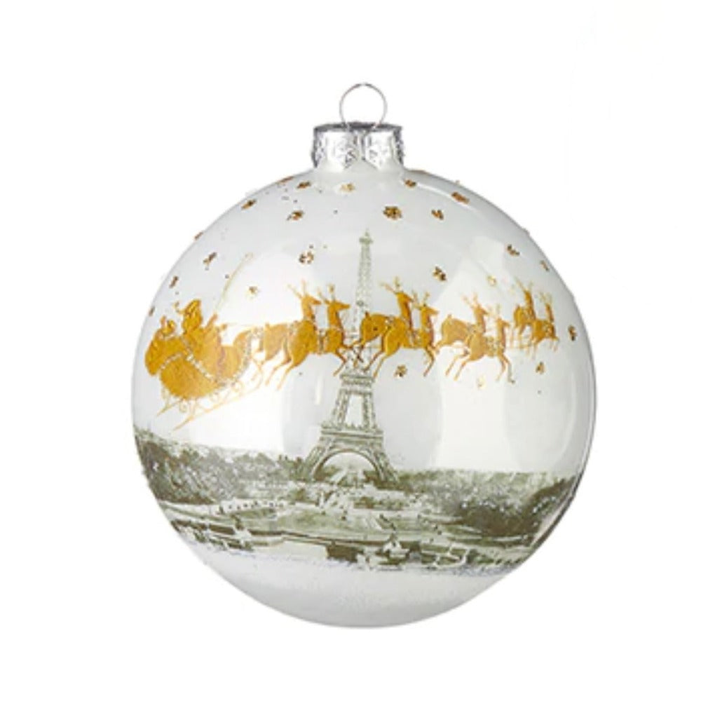 Raz Imports Christmas in Paris Glass Ball Ornament | Putti Christmas 