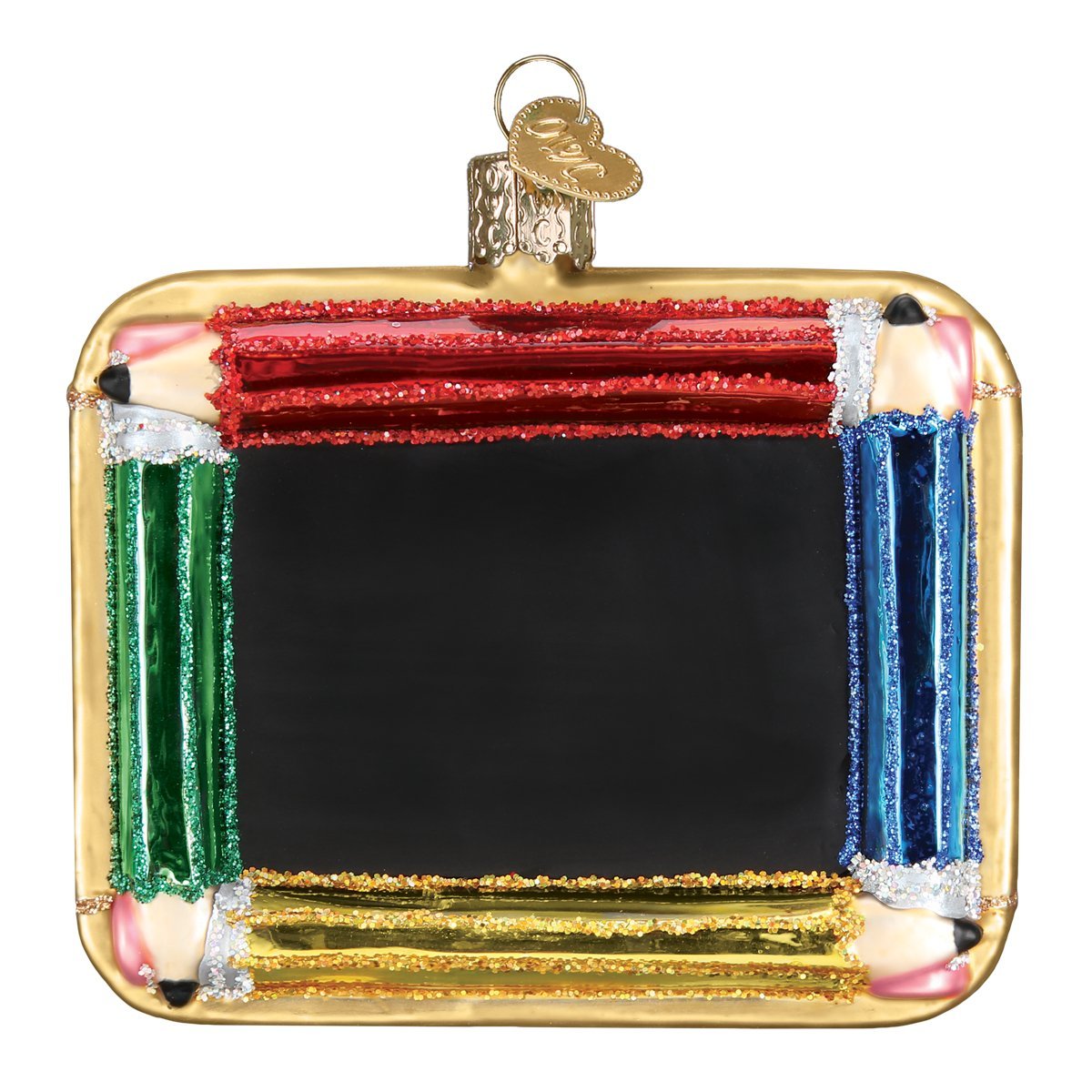 Old World Christmas Chalkboard Glass Christmas Ornament