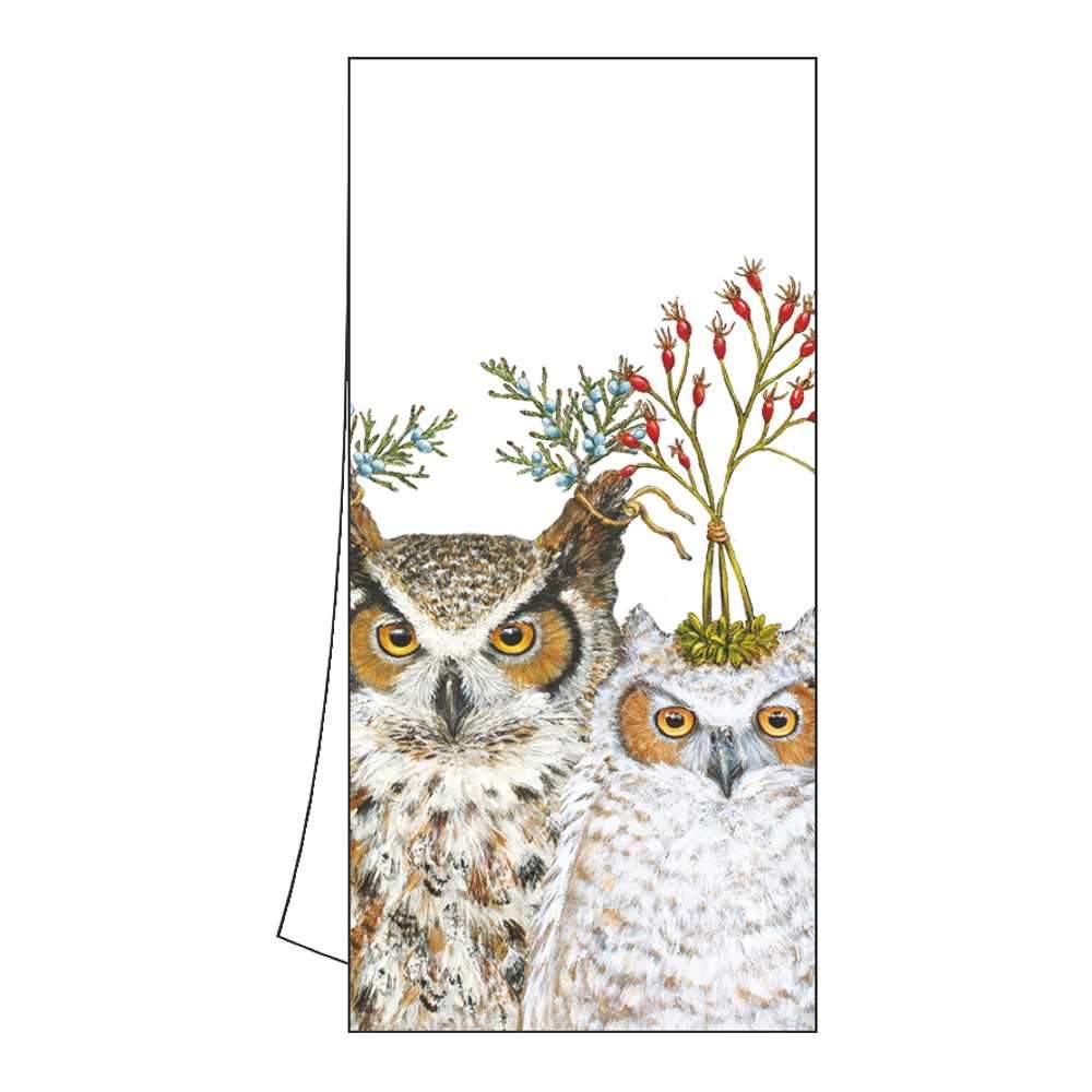 "Holiday Hoot" Owl Cotton Tea Towel