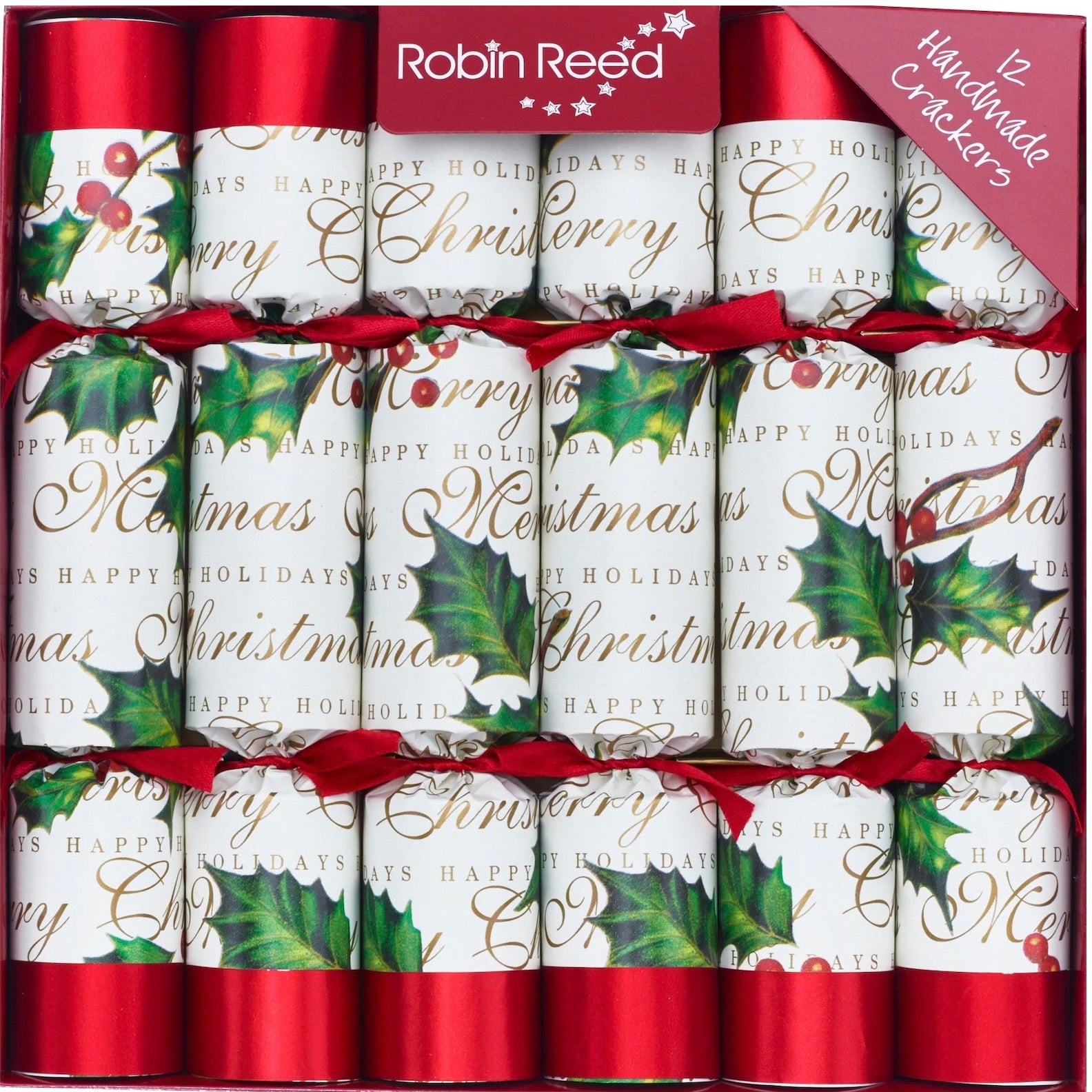 Robin Reed "Bows & Berries" Novelty Christmas Crackers - 12pcs