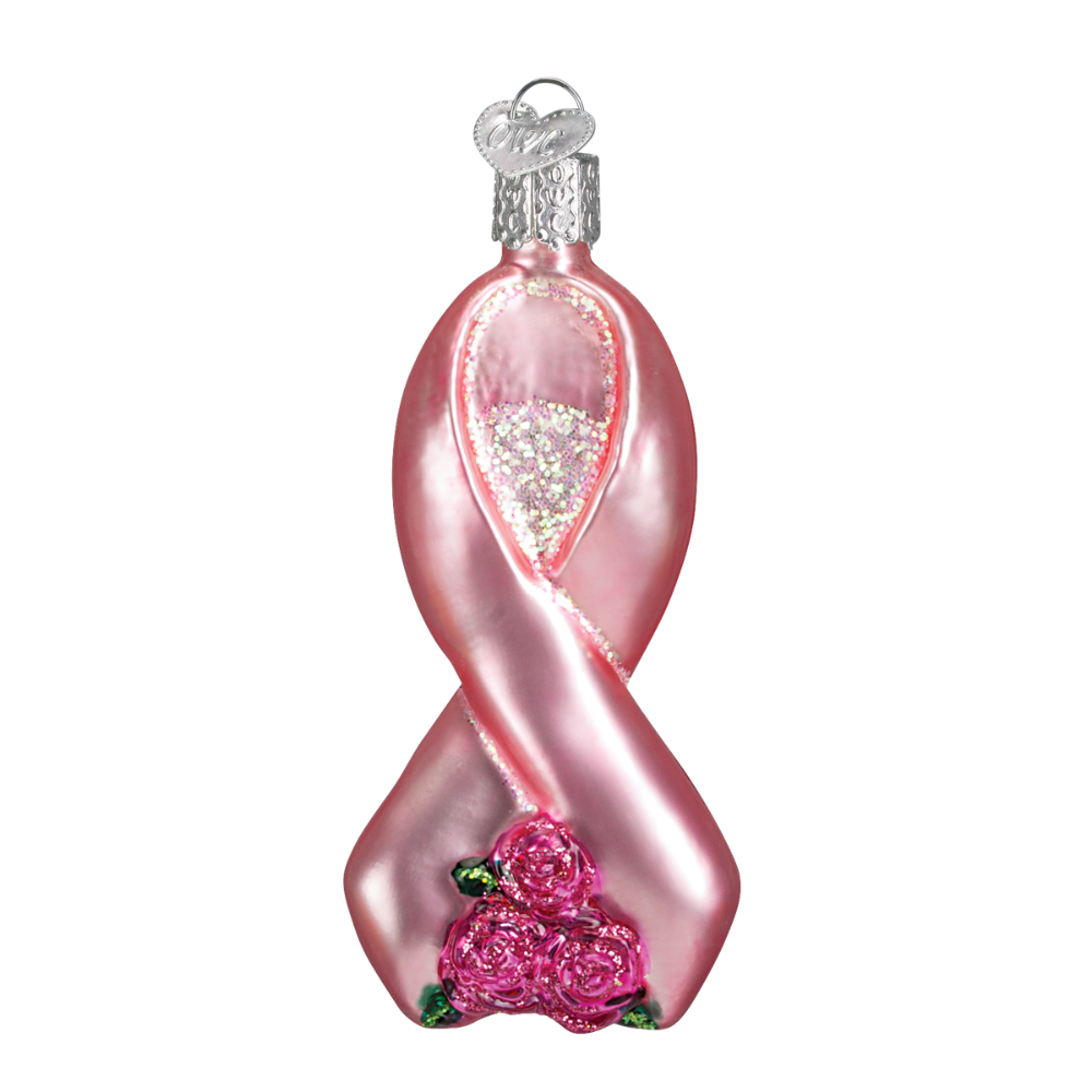 Old World Christmas Pink Ribbon With Roses Ornament